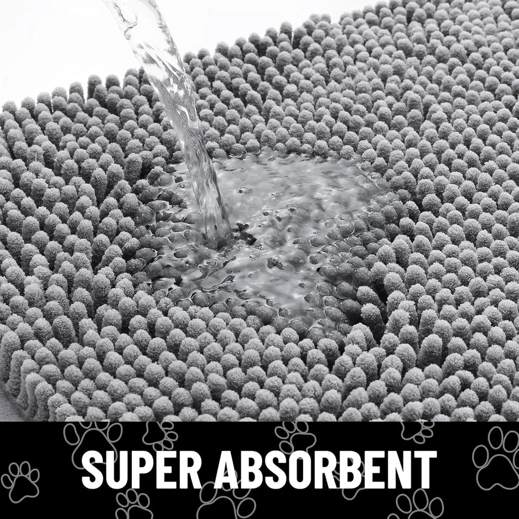 Quick Dry Washable Dog Door Mat, Non Slip Absorbent Rug for Muddy Paws Indoor Outdoor 30x20 Inches Grey Black
