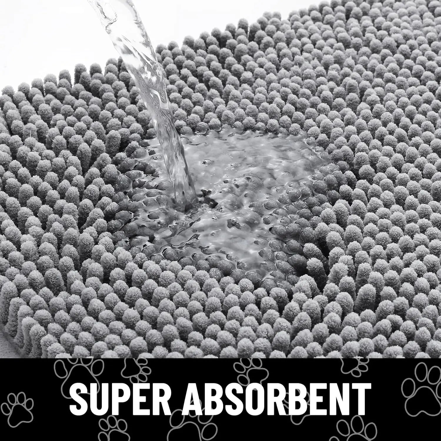 Quick Dry Washable Dog Door Mat, Non Slip Absorbent Rug for Muddy Paws Indoor Outdoor 30x20 Inches Grey Black