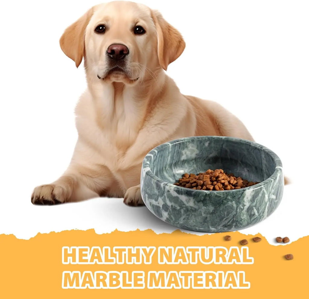Natural Marble Pet Bowl, Non-Slip, Dogs and Cats, Durable, Easy-Clean