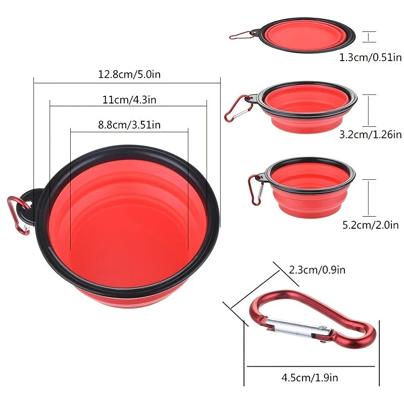 Portable Silicone Collapsible Pet Food Bowl.  Travel Outdoor Water Food Bowl
