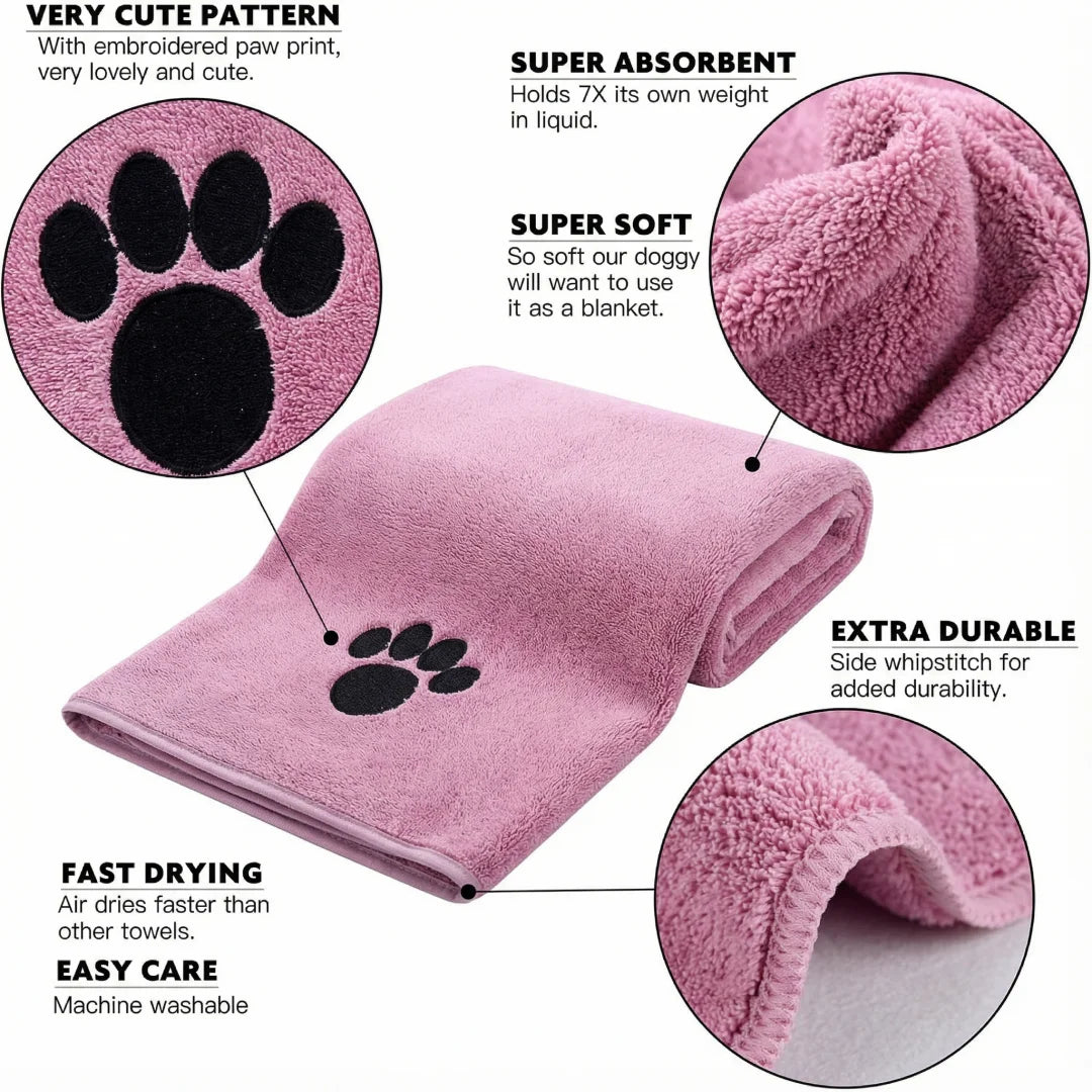 Pet Bath Towel Super Absorbent Microfiber, Quick Dry Soft Washcloth for Dogs and Cats, Durable Non-Fading and Easy to Clean