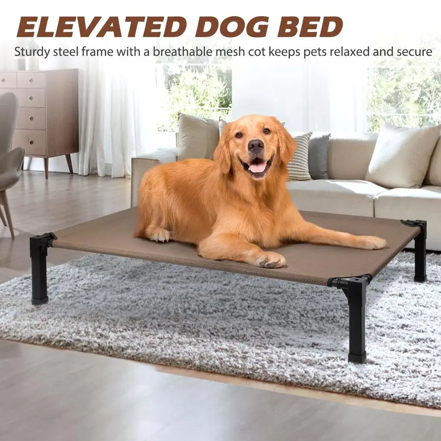 Elevated Dog Bed, Cooling Raised Pet Cot with Chew Proof Washable Breathable Mesh and Metal Frame, Portable Dog Cot Bed with NoS