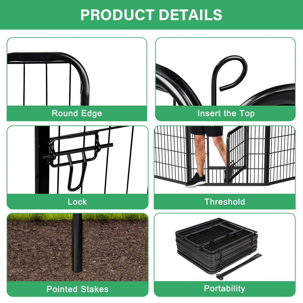 16 Panel Foldable Metal Pet Exercise Pen, 24 Inch Perfect for Outdoors, Yards and Camping, Puppy Containment Fence