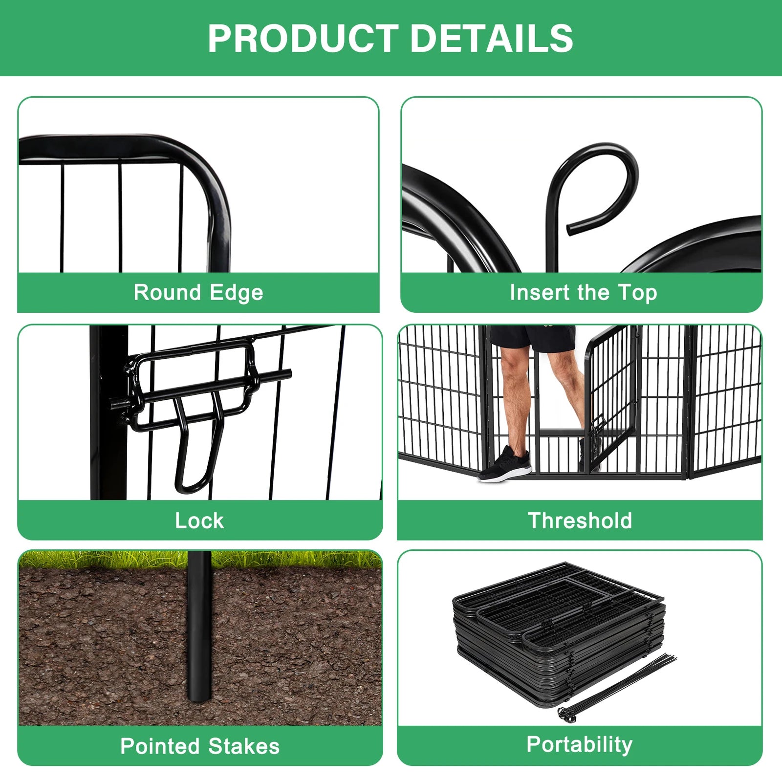 16 Panel Foldable Metal Pet Exercise Pen, 24 Inch Perfect for Outdoors, Yards and Camping, Puppy Containment Fence