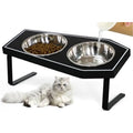 Cat Bowls Elevated Gothic, Non-Slip Stand, Stainless Steel