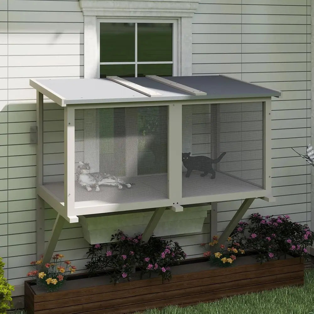 Expandable Cat Window Perch, Indoor Hammock Enclosure, Insect-Proof Napping Spot