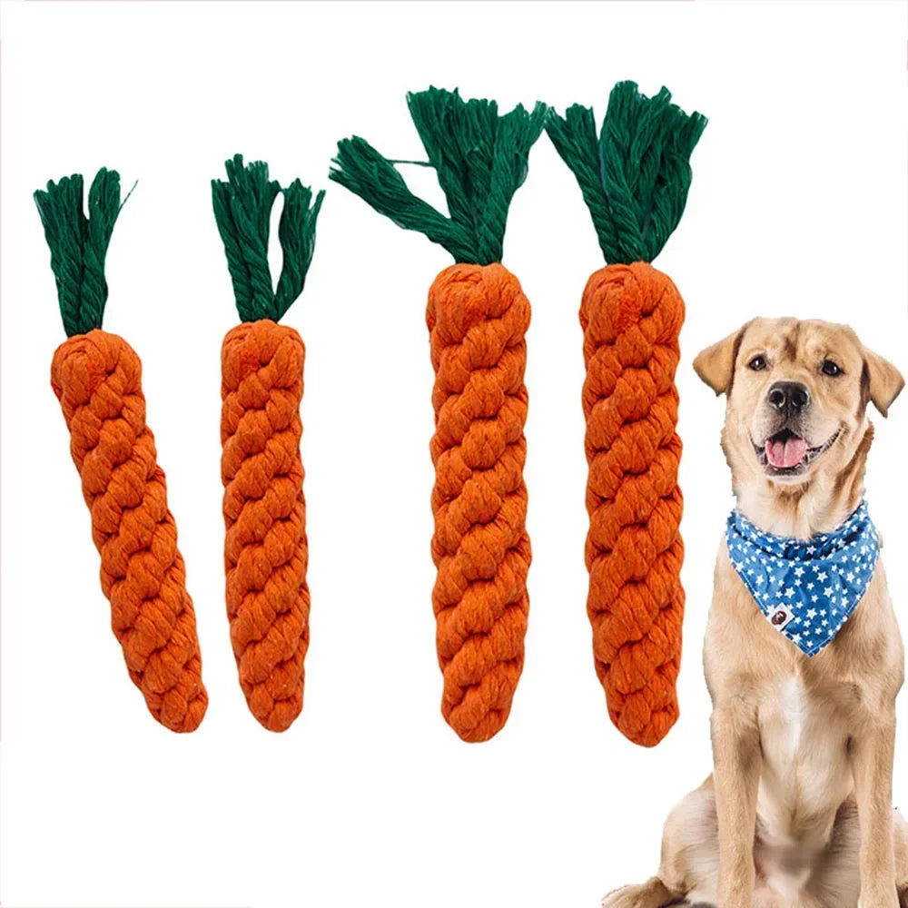 1Pcs Carrot Dog Bite Rope, Safe Durable, Braided Bite Dog Chew Toy, Molar Cleaning Teeth Cotton Rope