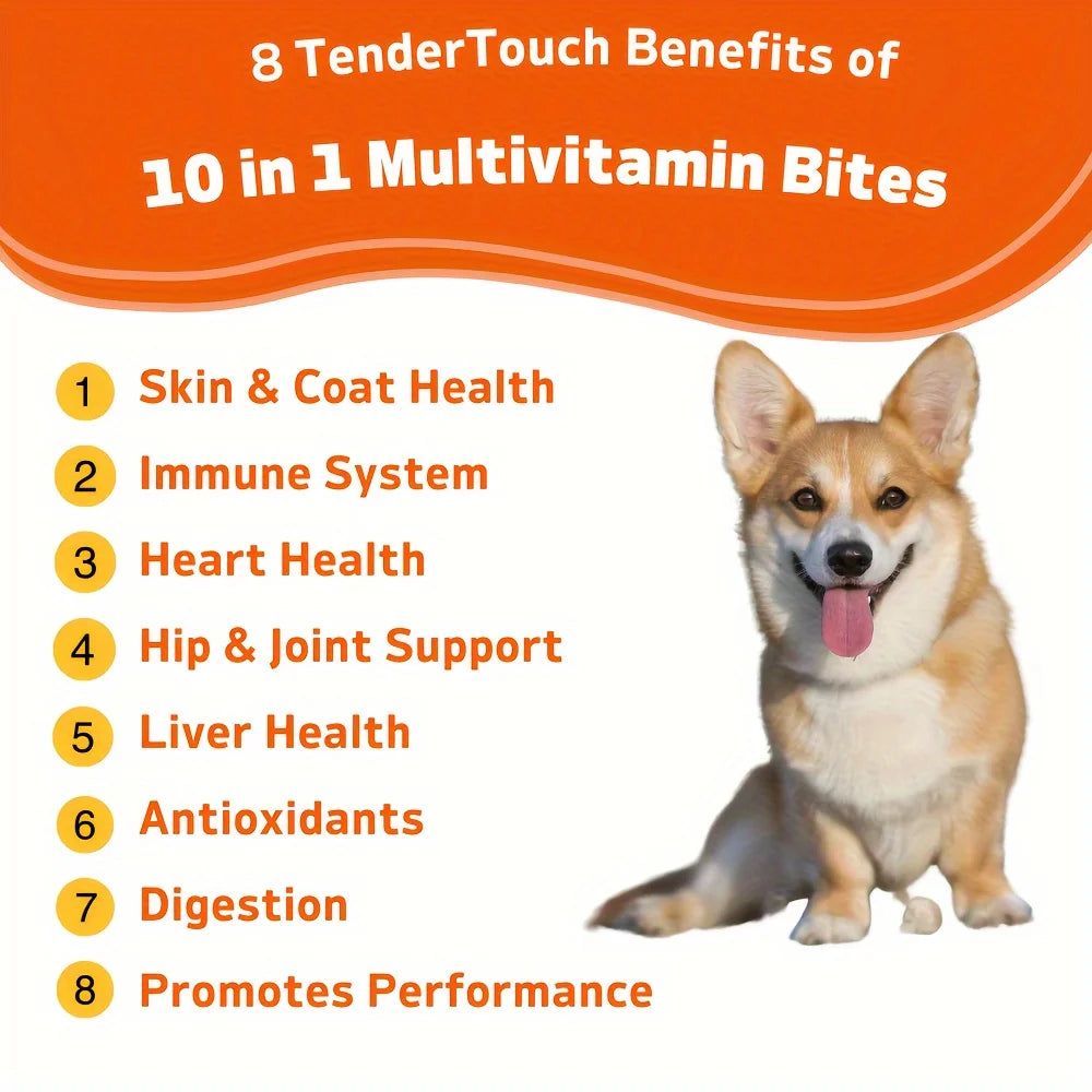 360 Chews - 3 Pack (3 x 180g/6.35oz) 540g/19.1oz - TenderTouch Multivitamin Dog Supplement, Digestive Enzymes, Grain Free