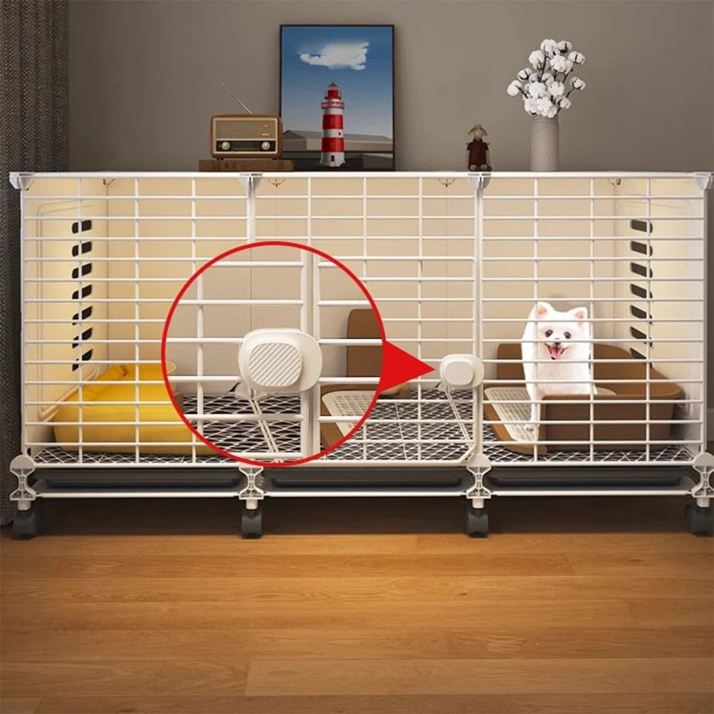 Indoor Dog House with Wheels & Storage Tray, Wired Cage Crate Dog Kennel, Pet Crate for Small/Medium/Large Dog