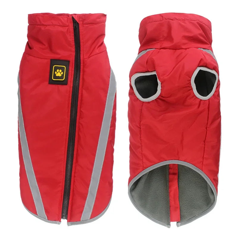 Waterproof Dog Clothes for Large Pets, Winter Warm Big Dog Jackets, Padded Fleece, Pet Coat Safety Reflective Design,