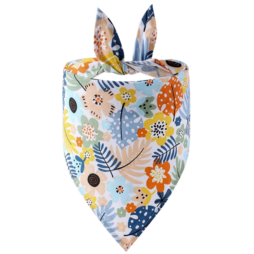 Dog Bandana Fruit, Floral, Washable, Soft.  Adjustable for Small, Medium and Large Dogs